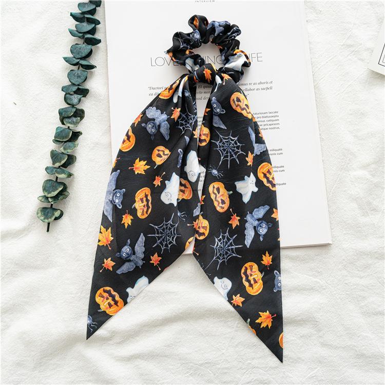 Wholesale of Autumn and Winter Halloween Ribbon Women's Fabric Hair Scrunchies
